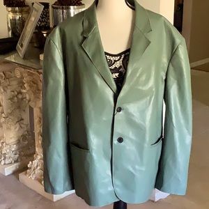 Zara Faux Leather Green Blazer.
